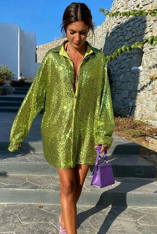 - Extragroßes Glitzerhemd für Damen