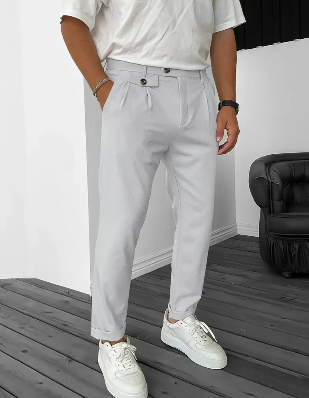 Herren Bequeme Hose Schwarz