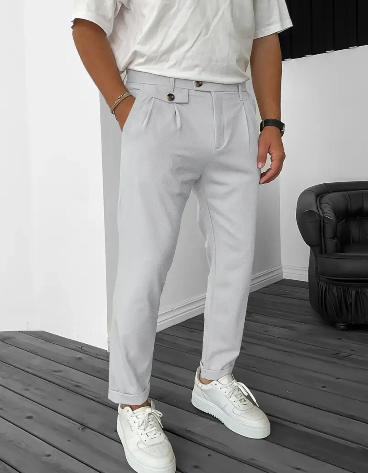Herren Bequeme Hose Schwarz