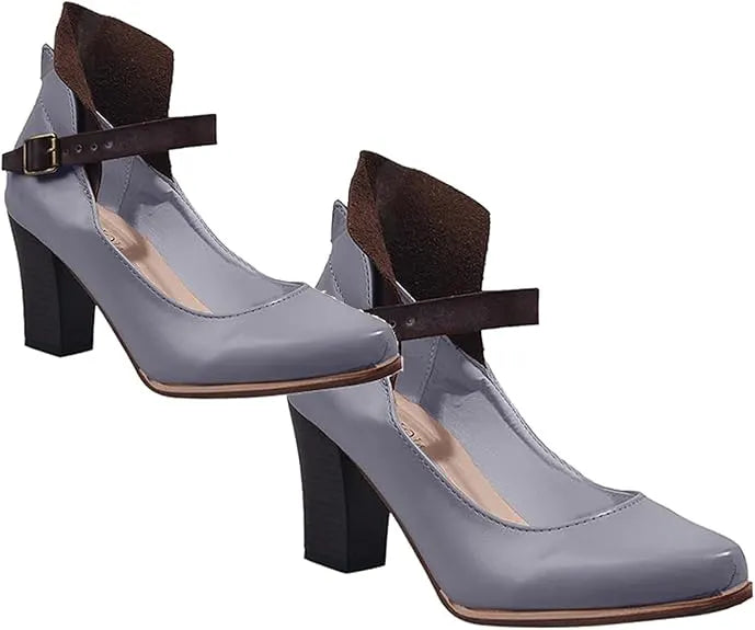 Damen Schuh mit Blockabsatz, breitem Absatz und verstellbarem Riemen