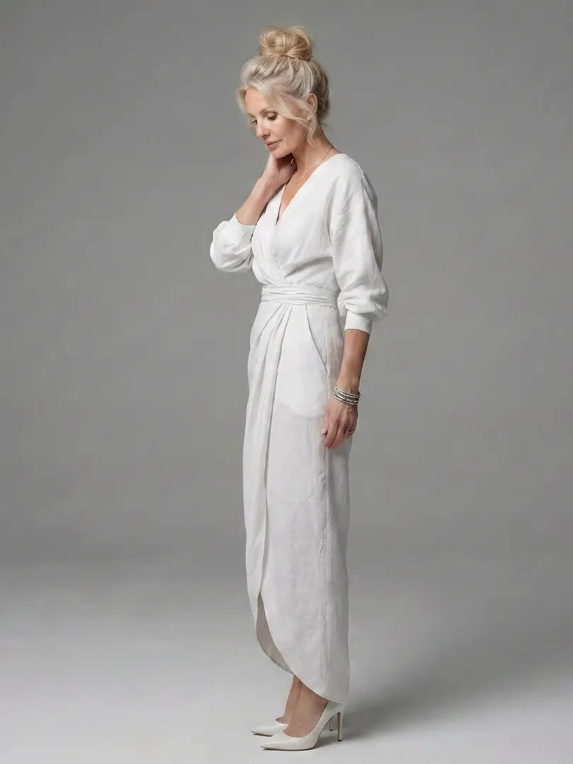 Olympia | Diagonal Drape Maxi Dress