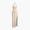 Womenâ€™s Halter Maxi Dress with Backless Design and Side Slit