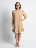 Helen | Short Sleeve Ruffle Hem Knee Length Dress