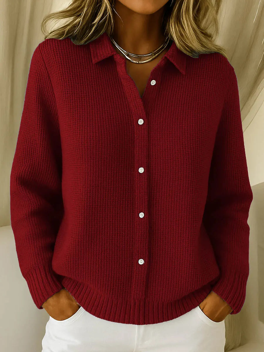 Stine | Klassisk Strikket Knap Cardigan
