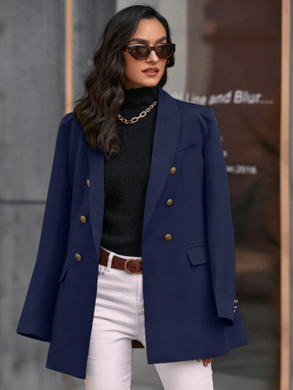Blazer Feminino Alongado RogÃ©ria Azul