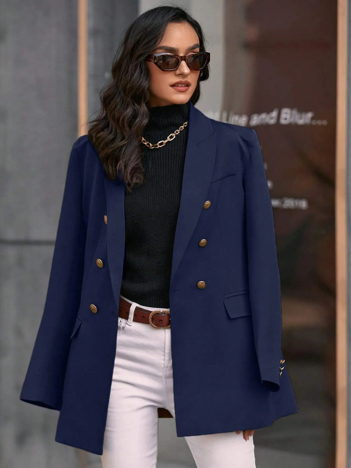 Blazer Feminino Alongado RogÃ©ria Azul