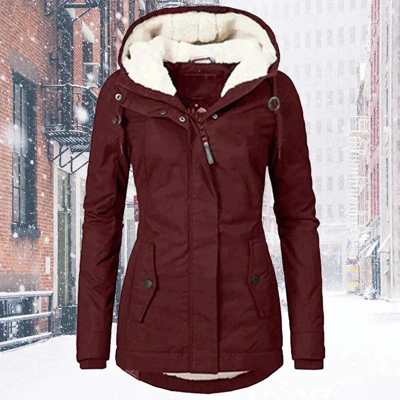 Kapuze Reißverschluss Winterjacke Damenjacke