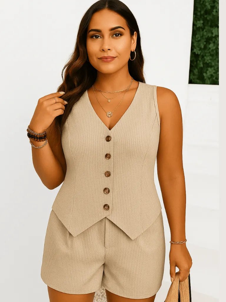 Conjunto Feminino Short e Blusa Alfaiataria Tamirys