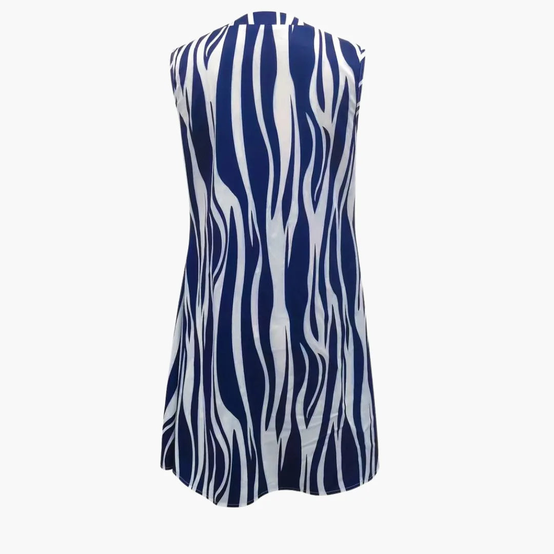 Womenâs Mini Dress with Sleeveless Design and Striped Pattern