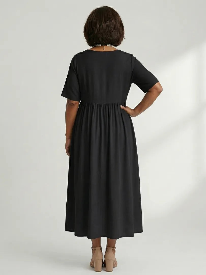 Ciren | Simple Gather Midi Dress