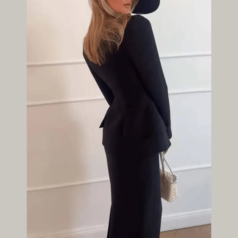 Formal Skirt Blazer Suit Set - Structured Elegance
