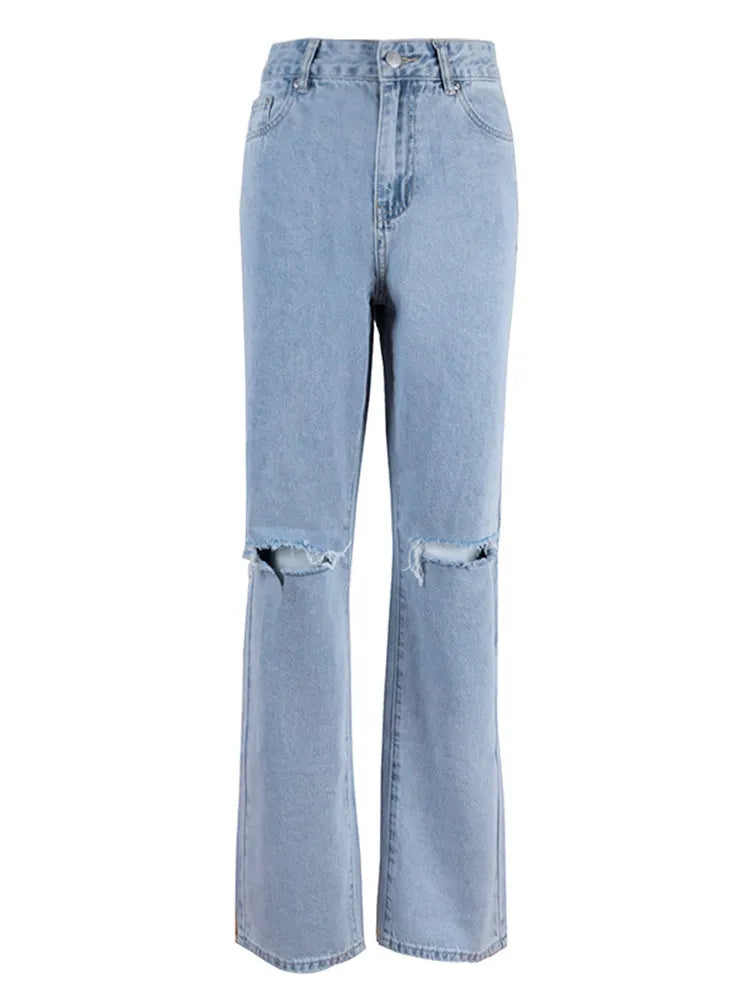 Damen Baggy-Jeans mit hoher Taille und weitem Bein
