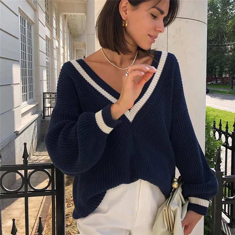 Long sleeve V-neck sweater