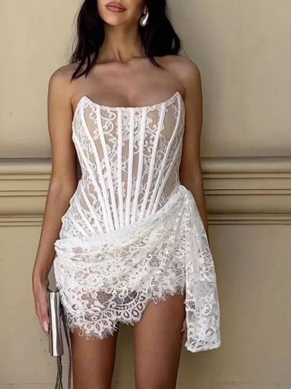 Elegance Spitze Korsett Minikleid