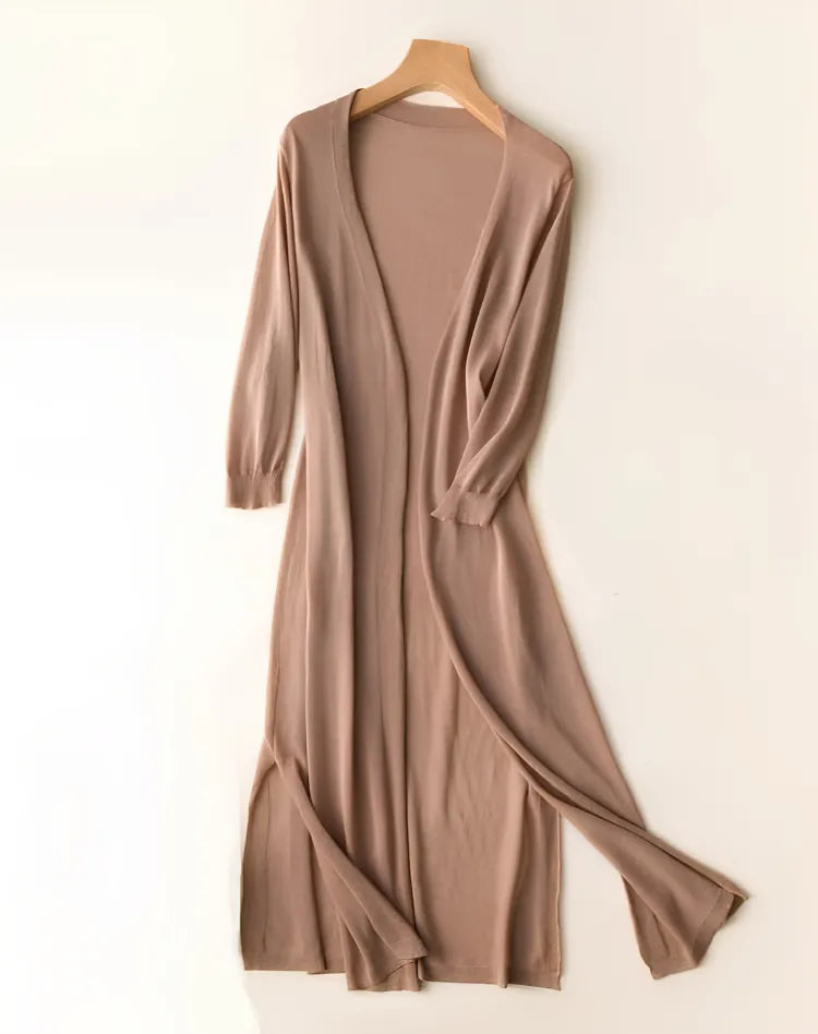 Long Soft Women's Cardigan With Open Front