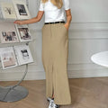 JULIETA | Lange Linnen Dames Rok – Hoog Getailleerd – Split Voor – Minimalistisch & Chic