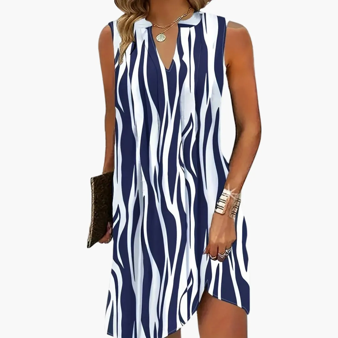 Womenâs Mini Dress with Sleeveless Design and Striped Pattern