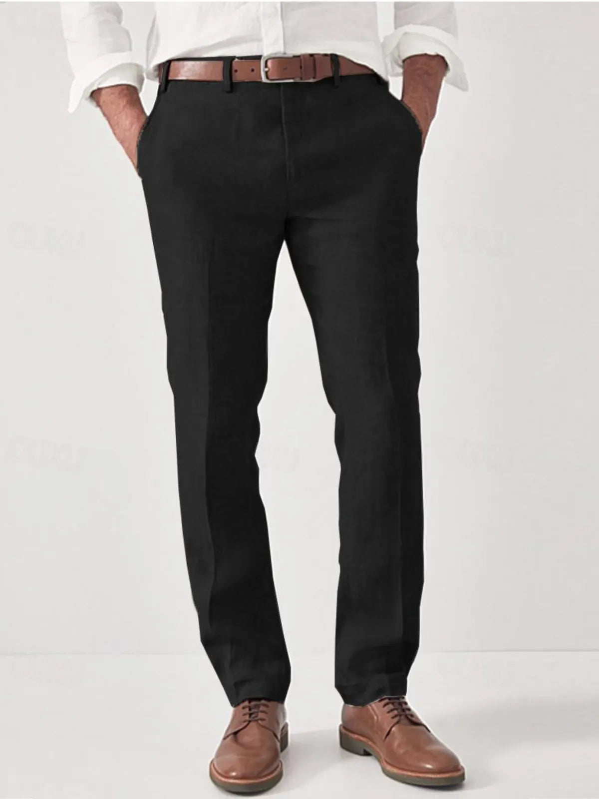 Herren Chino Hose Schwarze Stoffhose