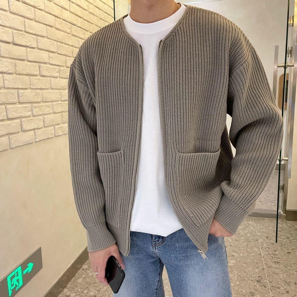 Stehkragen Strickjacke fÃ¼r Herren Warmer und stilvoller Pullover