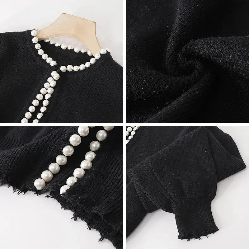 FEMKE | Cardigan Trui Voor Dames Met Pareldetails En Open Voorzijde â€“ Elegant, Tijdloos, Verfijnd