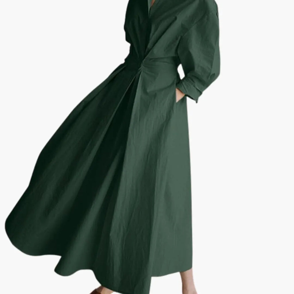Womenâ€™s A-Line Dress with Polo Collar and A-Line Swing