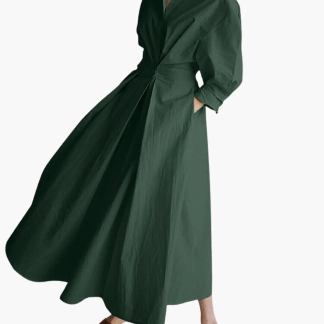 Womenâ€™s A-Line Dress with Polo Collar and A-Line Swing