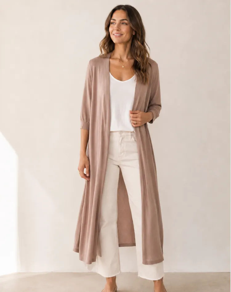 Long Soft Women's Cardigan With Open Front