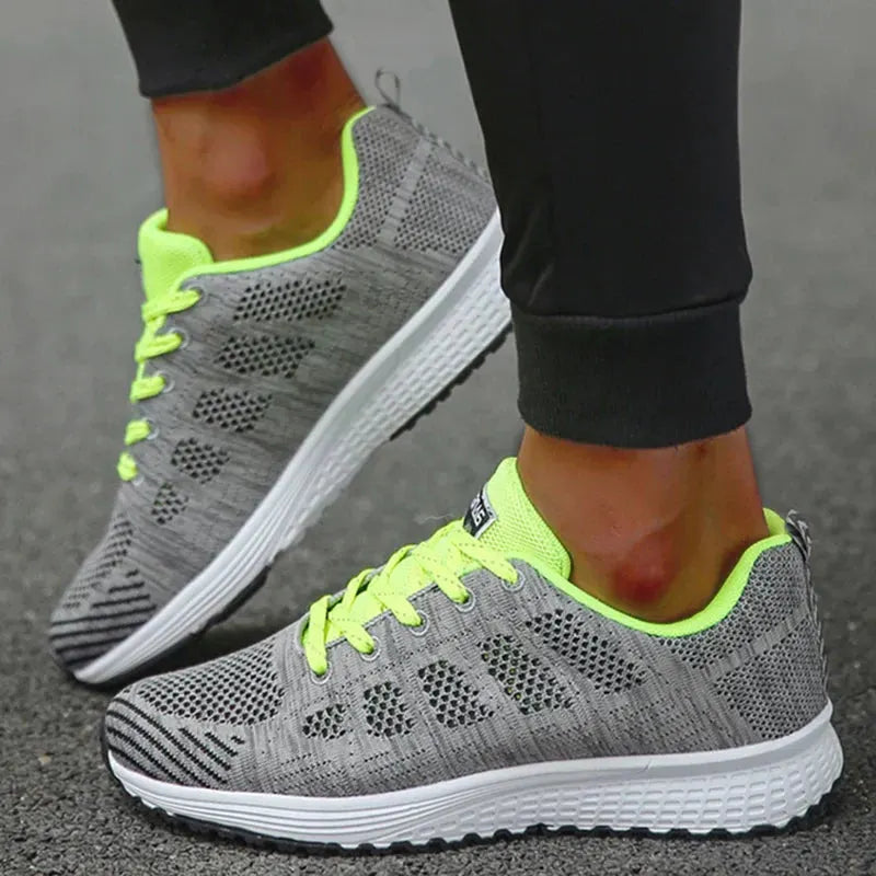 Damers Andningsbara Mesh Tyg SnÃ¶rade Sneakers