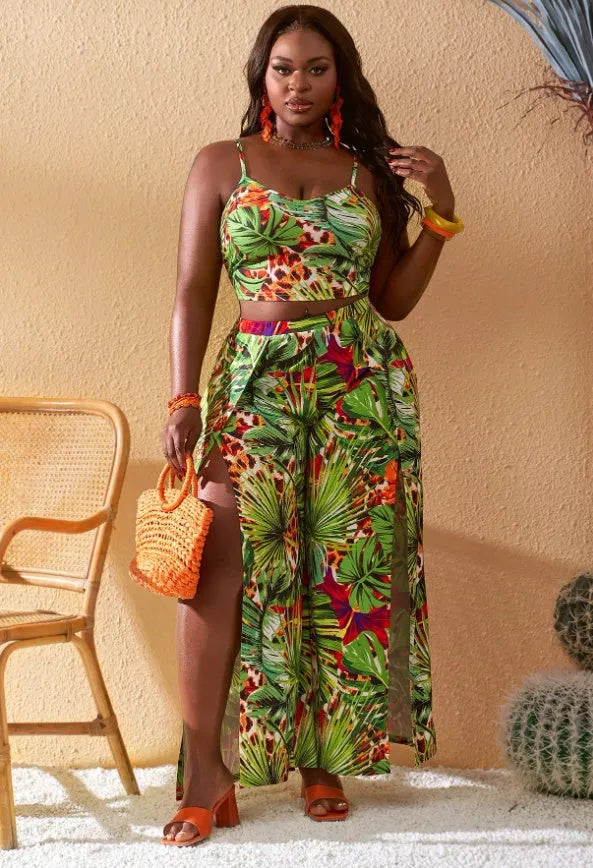 Ensembles haut Ã  bretelle et pantalon imprimÃ©