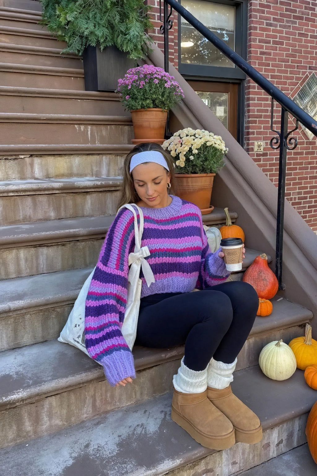 Gestreifter Strickpullover in Oversize-Passform