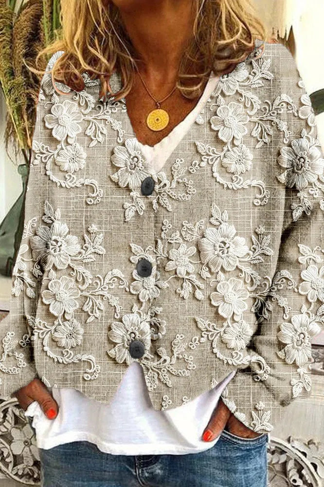 Dina - Cardigan med Blomstertråd