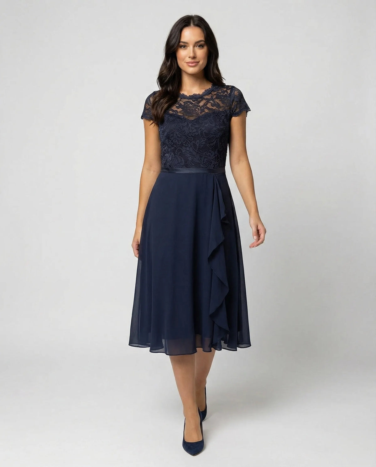 - Elegantes Transparentes Kleid mit Kurzarm, Feminine Silhouette