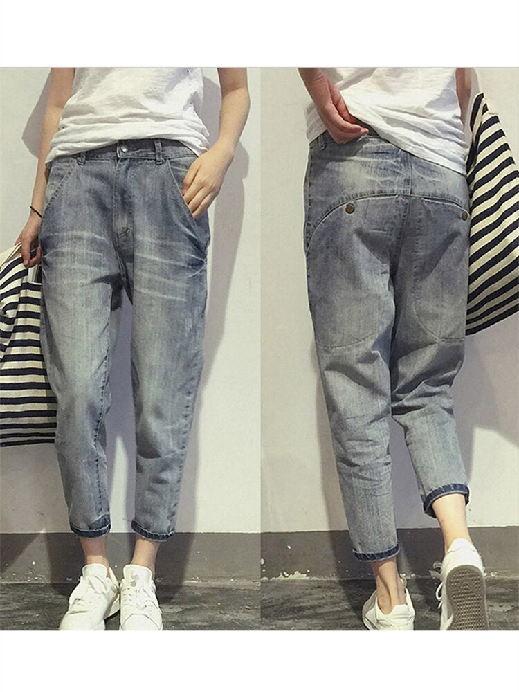 FENNA | Dames Jeans Met Relaxed Fit â€“ Mid Waist, Cropped Lengte & Opgerolde Zoom