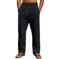 Herren Bequeme Leinenhose mit elastischem Bund und Knopfdetails