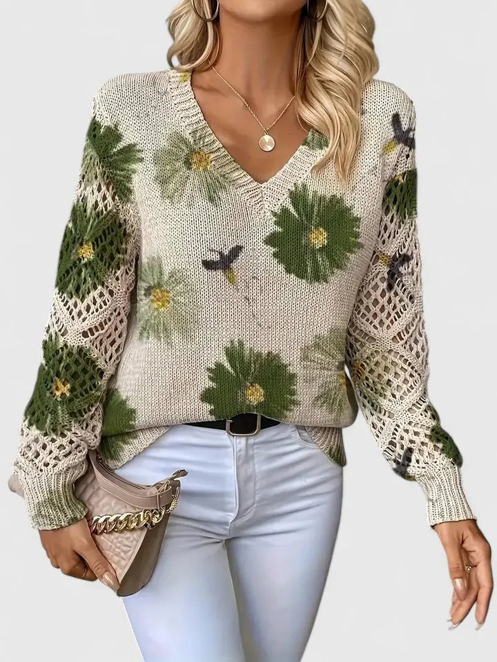 Brita | Elegant trøje med blomsterprint