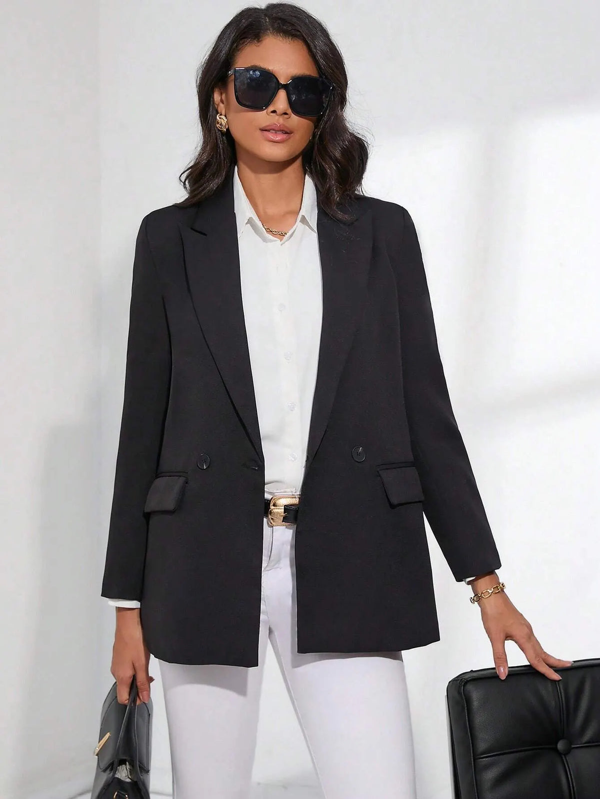 Blazer Feminino Alfaiataria Social Preto MaitÃª