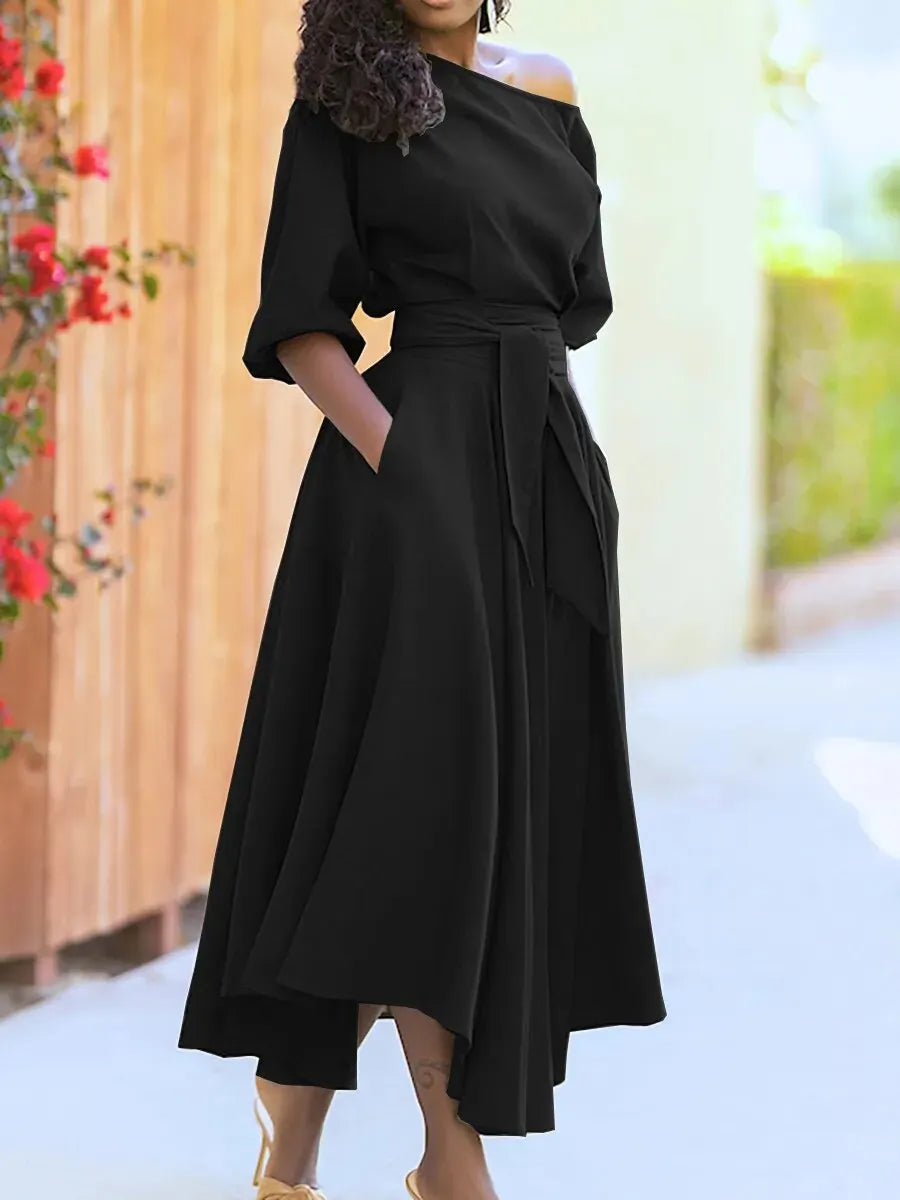 - Kleid mit Schnürung und Laternenärmeln