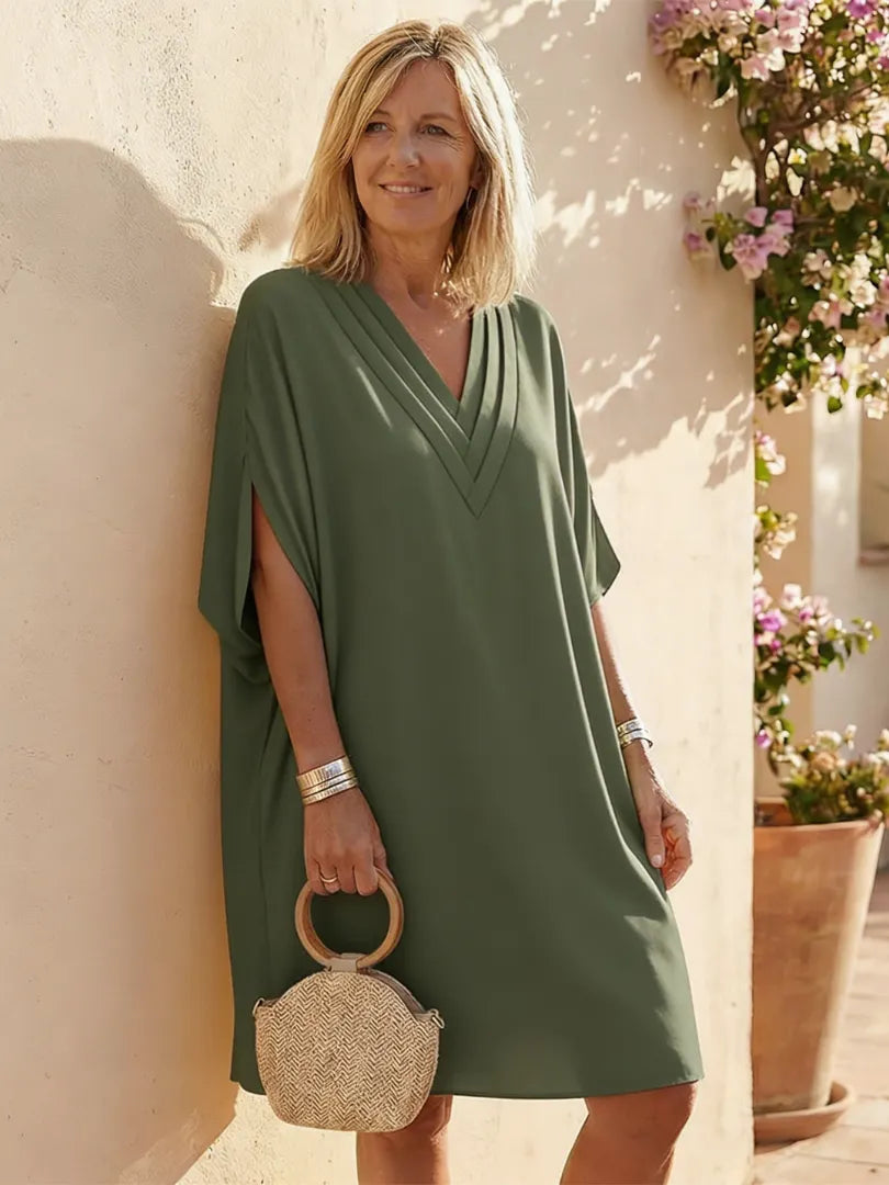 Calanthe | Draped V Neck Shift Dress