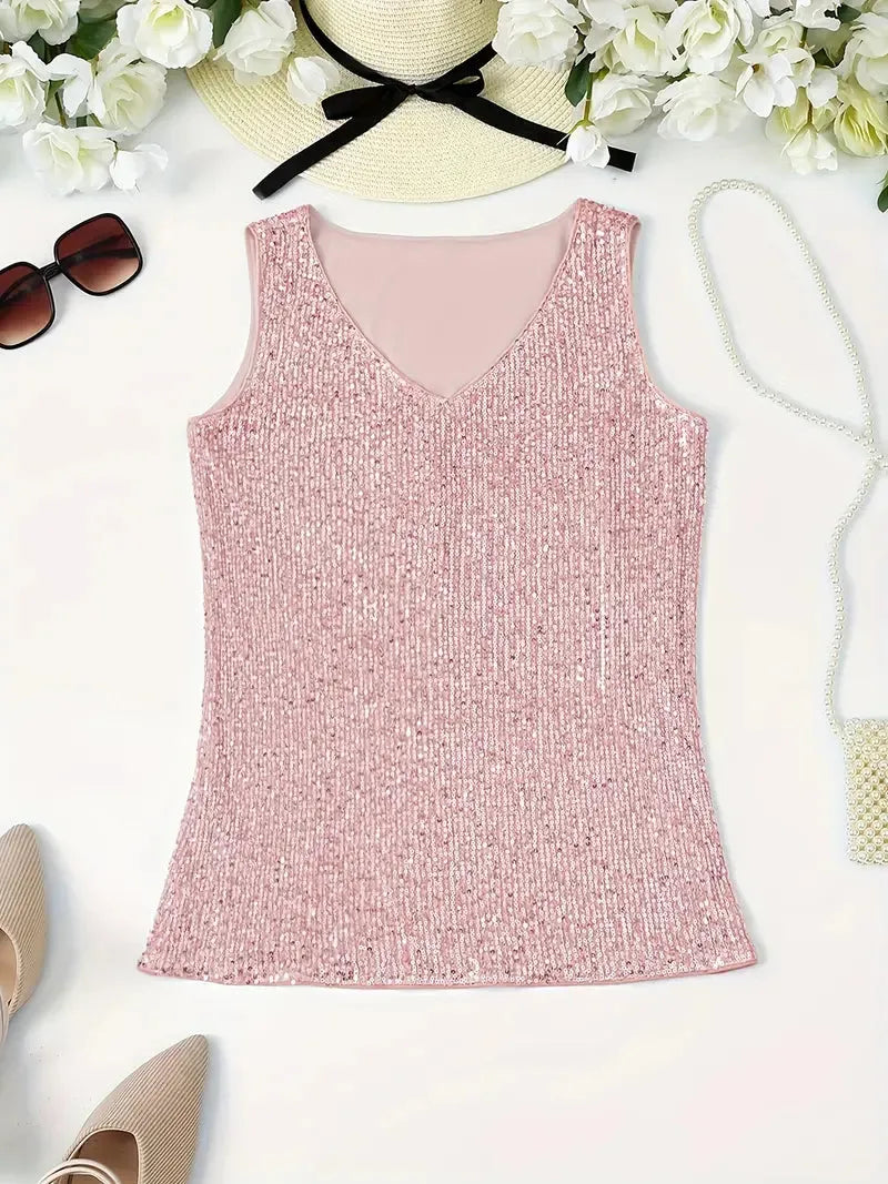 Elegantes Ärmelloses Top mit Pailletten