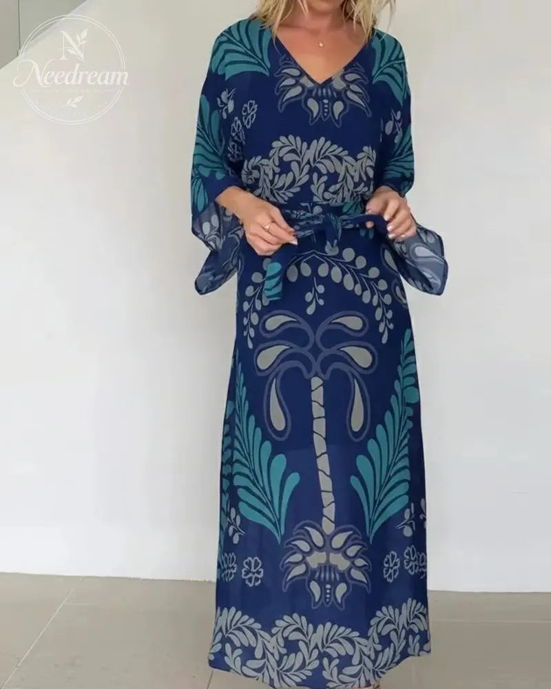 Bohemian V-Neck Loose Dress
