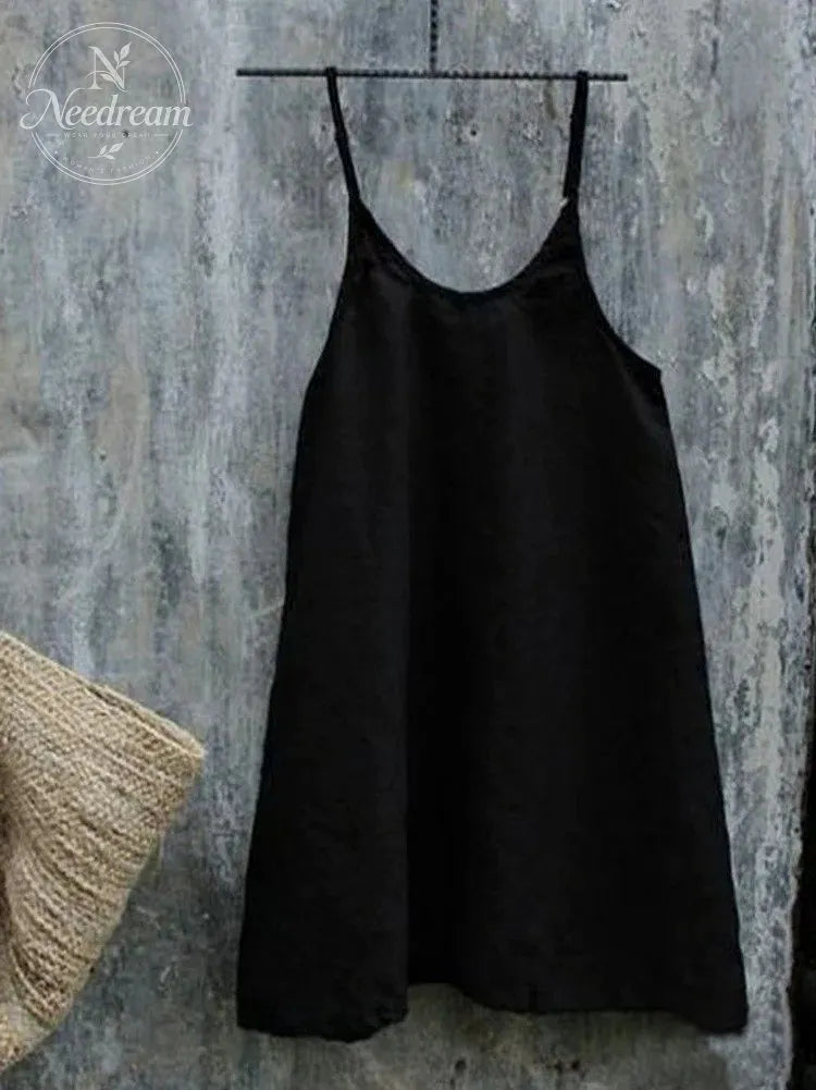 Ladies Cotton Loose Casual Sleeveless Round Neck Cami Top
