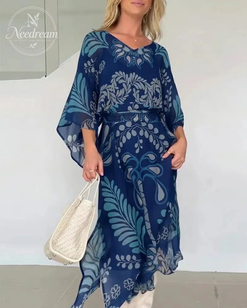 Bohemian V-Neck Loose Dress