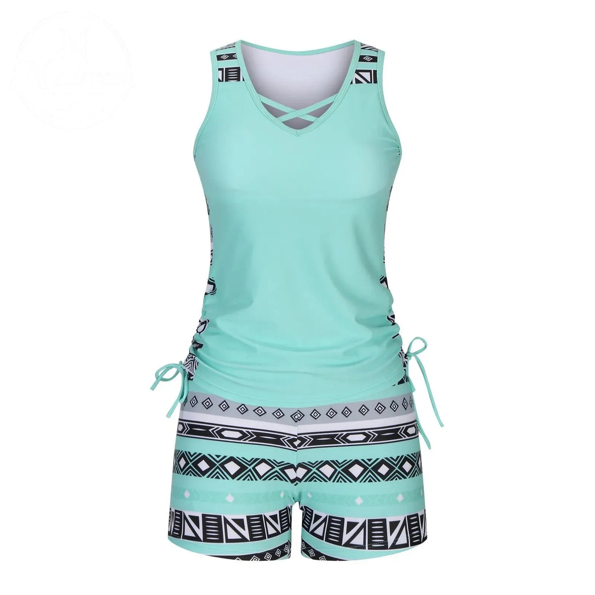⏰LAST DAY 60% OFF - Miraclesuit Women's Tummy Control Tankini Set with Built-In Bra – Flattering Boho Swimwear with Shorts